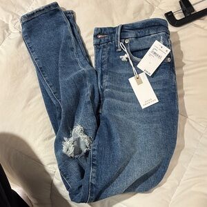 Good American Distressed Blue Boyfriend Jeans NEVER WORN